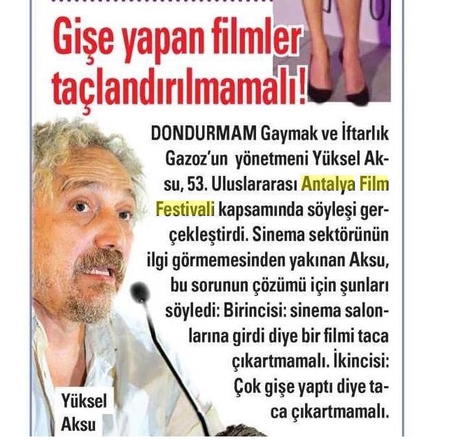 Akşam: "Gişe Yapan Filmler Taçlandırılmamalı"