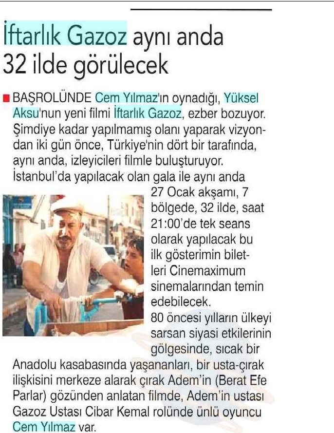 Birgün: "İftarlık Gazoz Aynı Anda 32 İlde Görülecek"