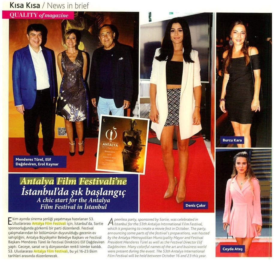 Quality of Magazine: "Antalya Film Festivali'ne İstanbul'da Şık Başlangıç"