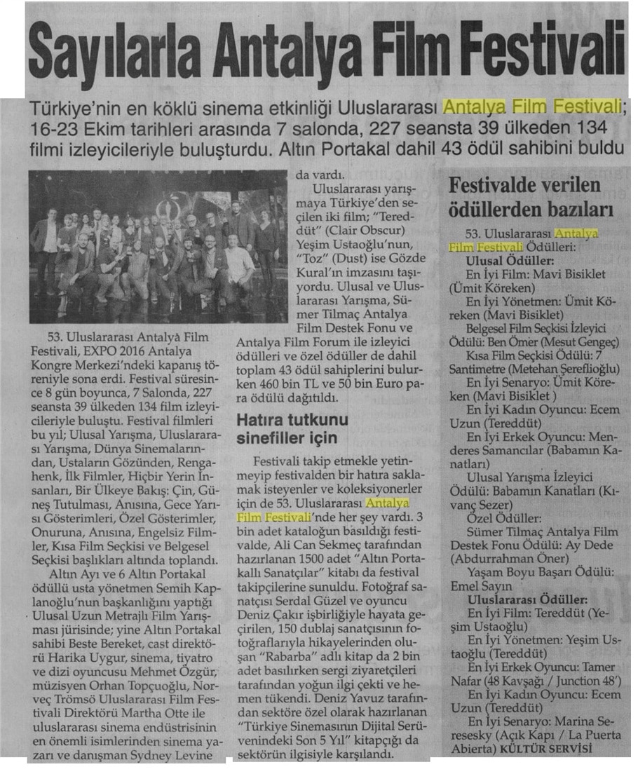 Yeni Mesaj: "Sayılarla Antalya Film Festivali"